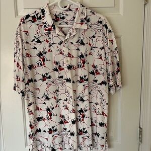 Uniqlo Men's Red and Black Patterned Shirt